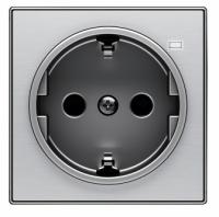 Розетка + подс. контрольной нержавеющая сталь ABB Sky Niessen 2CLA818880A1001|2CLA858880A1401