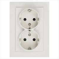 Розетка SCHUKO© двойная с защитными шторками 16A 250V~ 2P+T, цвет слоновая кость Jasmart G5504V