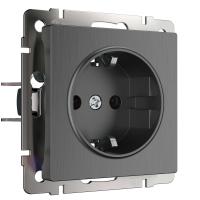 Розетка с заземлением графит рифленый Werkel Встраиваемые механизмы графит рифленый W1171004