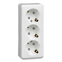 Розетка тройная с заземлением со шторками 16А Systeme Electric Etude, БЕЛЫЙ PA16-012B