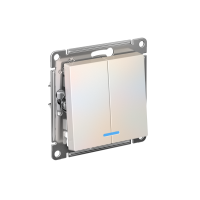 Выключатель 2-клавишный Systeme Electric AtlasDesign с подсветкой, сх.5а, 10АХ, мех., быстрозажим. клем., ЖЕМЧУГ ATN000453S