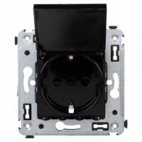 Розетка 220v с крышкой черная DKC Avanti 4402013