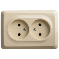 Розетка двойная угловая без заземления 16А Systeme Electric Etude, кремовый PA16-105K