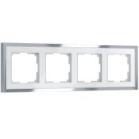 Рамка из металла на 4 поста Baguette белый/серебро Werkel Baguette белый/серебро W0042850