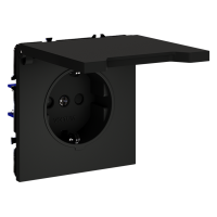 Розетка с заземлением с защитными шторками с крышкой Voltum S70 пластик черный Soft touch 16А (VLS040308)