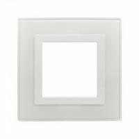 1 постовая рамка - белое кольцо натуральное стекло DKC Avanti 4400822