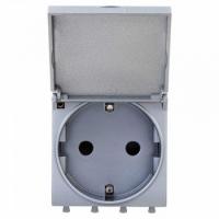 Розетка 220v с крышкой сталь DKC Avanti 4404012