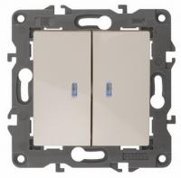 Выключатель 2-клав. с подсветкой бежевый ЭРА Элеганс 14-1105-02