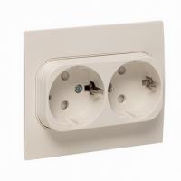Розетка двойная с/з в сборе белая EKF EXR16-128-10