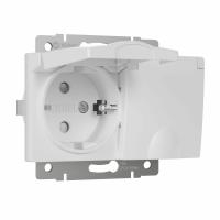 Розетка двойная влагозащ. с зазем. с защит. крышками и шторками белый Werkel Встраиваемые механизмы белые W1172201