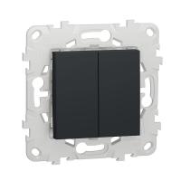 Выключатель 2-клавишный схема 5 Unica NEW Schneider Electric антрацит NU521154