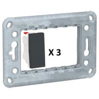 Выключатель трехклавишный цвет антрацит NU310154x3 + NU7103 Schneider Unica New