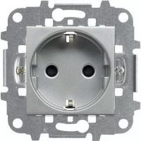 Розетка 220v с/з и шторками серебряная ABB Zenit 2CLA228800N1301|2CLA227190N1001