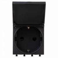 Розетка 220v с крышкой черная матовая DKC Avanti 4412012