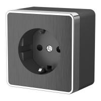Розетка со шторками 220в с/з 16a графит рифленая Gallant Werkel W5071104