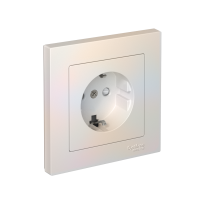 Розетка Systeme Electric AtlasDesign с заземлением со шторками, 16А, в сборе, быстрозажим. клем., ЖЕМЧУГ ATN000444S