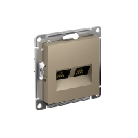 Розетка двойная Systeme Electric AtlasDesign компьютерная RJ45+RJ45 кат. 6А, механизм, ШАМПАНЬ ATN000588