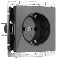 Розетка с заземлением Werkel акрил графит винтовая клемма (W1171044)