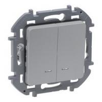 Выключатель 2-клав с подсветкой алюминий Inspiria 673632