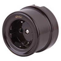 Розетка с заземлением коричневая ретро Werkel Накладные ретро механизмы Ретро коричневые WL18-03-01