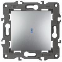 Выключатель 1-клав. с подсветкой алюминий ЭРА Элеганс 14-1102-03