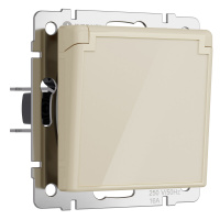 Розетка с заземлением, шторками и защитной крышкой Werkel акрил айвори винтовая клемма (W1171243)