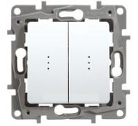 Выключатель 2-клав с подсветкой белый Etika 672204