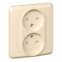 Розетка двойная без заземления со шторками 16А Systeme Electric Etude, кремовый PC16-006K