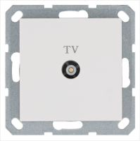 Розетка TV Φ9.5mm проходная с накладкой, цвет белый глянцевый Jasmart G6002W