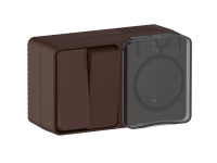 Блок розетки с выключателем Systeme Electric AtlasDesign PROFI IP54 О/У с заземл. со шт., 16А, 2-клав., 10АХ, КОРИЧНЕВЫЙ ATN546074
