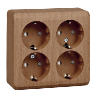 Розетка четырехместная с заземлением со шторками 16А Systeme Electric Etude, бук PA16-208T