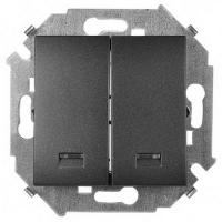 Выключатель 2 клавишный с подсветкой Simon 15 1591392-038