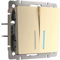 Выключатель двухклавишный с подсветкой шампань Werkel Встраиваемые механизмы шампань W1120111