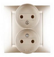 Розетка двойная без заземления с рамкой Simon 15 1590457-034
