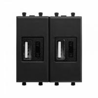 USB зарядка2 порта тип А 2100х2 mA черная матовая DKC Avanti 4412542