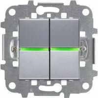 Выключатель 2-клав. + подс. серебряный ABB Zenit 2CLA210100N1301x2|2CLA219100N1001x2|2CLA227190N1001