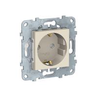 Розетка с заземлением с защитными шторками и винтовыми клеммами 16 А 250 В Unica NEW Schneider Electric бежевый NU503744