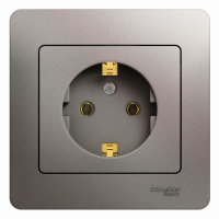 Розетка Systeme Electric Glossa с заземлением без шторок, 16А, в сборе, ПЛАТИНА GSL001242