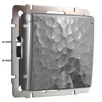 Розетка влагозащ. с зазем. с защит. крышкой и шторками серебряный Werkel Встраиваемые механизмы Hammer серебряные W1271206