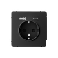 Розетка 16А с заземлением и шторками с 2 USB A+Type-C Systeme Electric ArtGallery, карбон  GAL001032