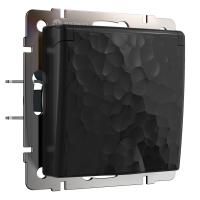 Розетка влагозащ. с зазем. с защит. крышкой и шторками черный Werkel Встраиваемые механизмы Hammer черные W1271208