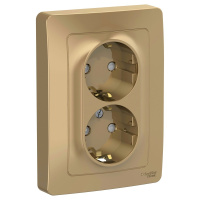 Розетка скрытой установки двойная с заземляющим контактом и шторками 16A 250В Systeme Electric Blanca BLNRS001124, Титан