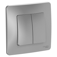 Двухклавишный выключатель (cх.5) скрытой установки 10А 250В Systeme Electric Blanca BLNVS010503, Алюминий