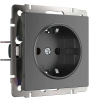 Розетка с заземлением и шторками графит рифленый Werkel Встраиваемые механизмы графит рифленый W1171104