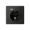 Розетка 16А с заземлением и шторками с 2 USB A+Type-C Systeme Electric ArtGallery, БАЗАЛЬТ  GAL001432