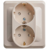 Розетка двойная с заземлением со шторками 16А Systeme Electric Etude, кремовый PC16-008K