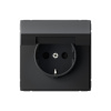 Розетка с заземлением со шторками с крышкой, 16А, IP20 Systeme Electric ArtGallery, карбон GAL001046