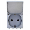 Розетка 220v с крышкой сталь DKC Avanti 4404012