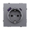 Розетка штепсельная SCHUKO 16A/250 В с USB A+C 20W, серый Kollinger Eclipse EC-016GY