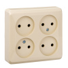 Розетка четырехместная без заземления 16А Systeme Electric Etude, кремовый PA16-205K